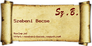 Szebeni Becse névjegykártya